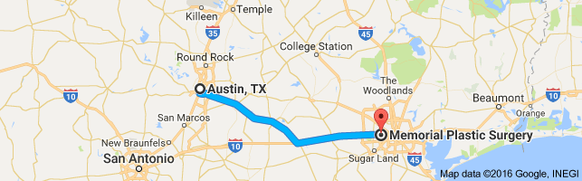 Austin, TX, USA to Memorial Plastic Surgery - Google Maps