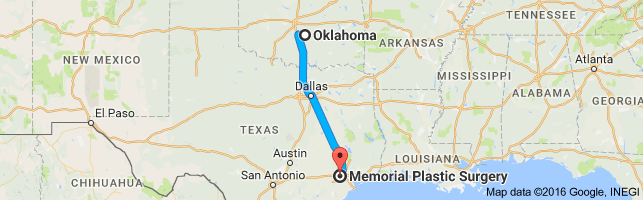 Oklahoma, TX, USA to Memorial Plastic Surgery - Google Maps