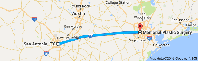 San Antonio, TX, USA to Memorial Plastic Surgery - Google Maps